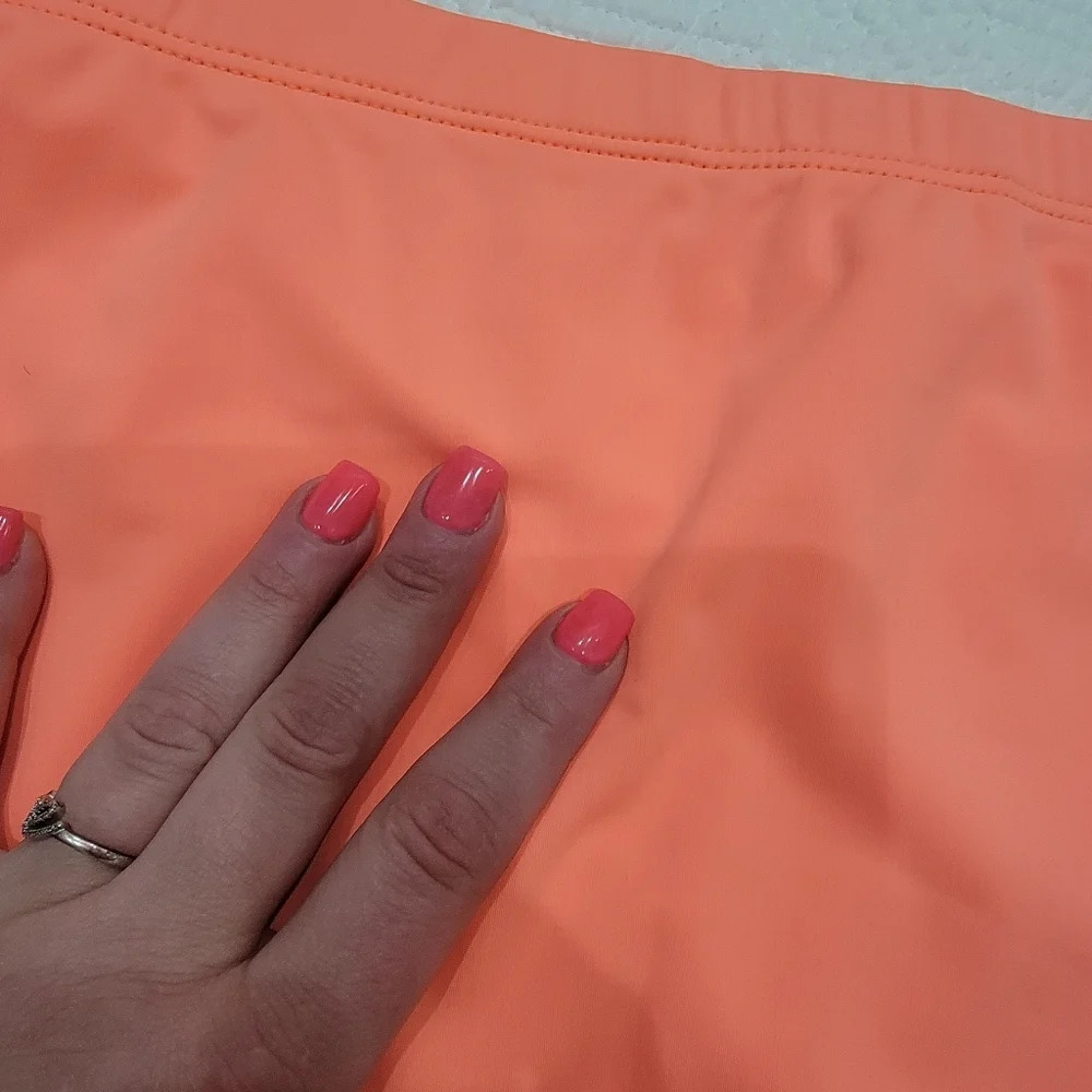 Salty 2 Peice Swimwear Resort Wear One Shoulder Crop Top Mini Skirt Coral L - Picture 9 of 14